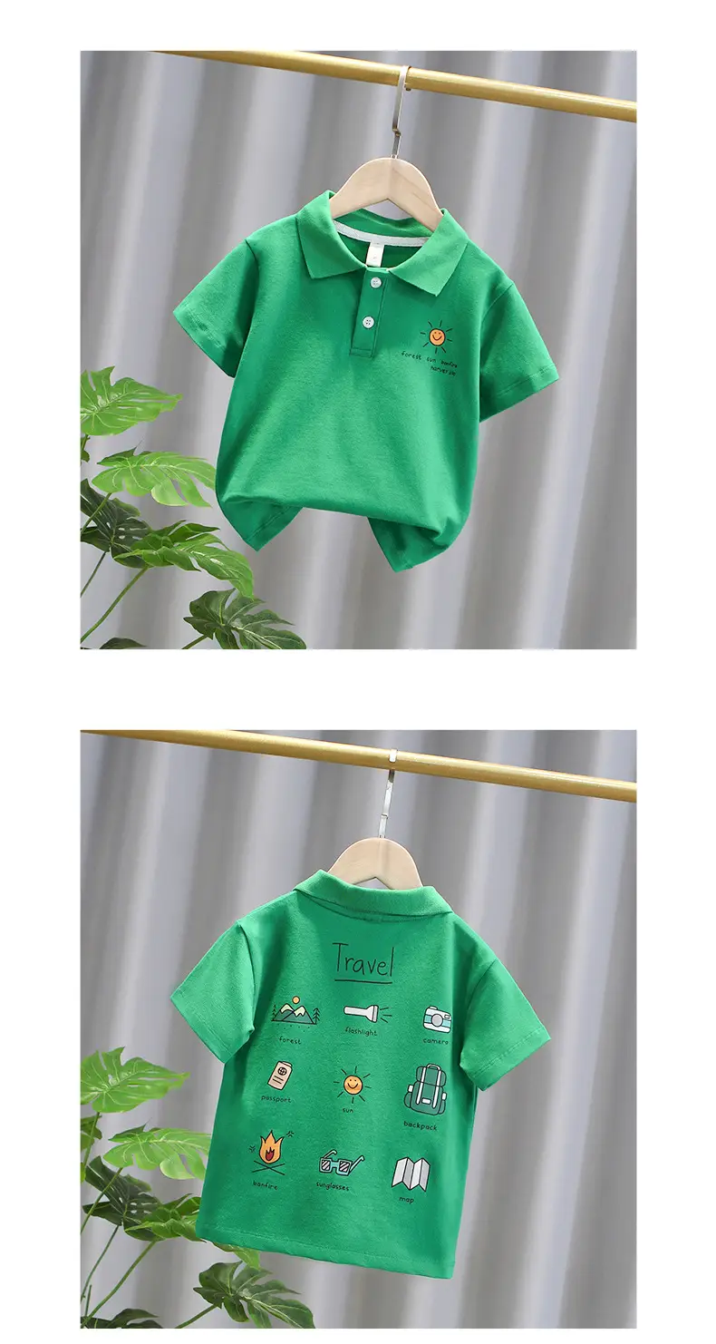 Boys Green Polo T-Shirt Short Sleeve Summer Dress — feature 9