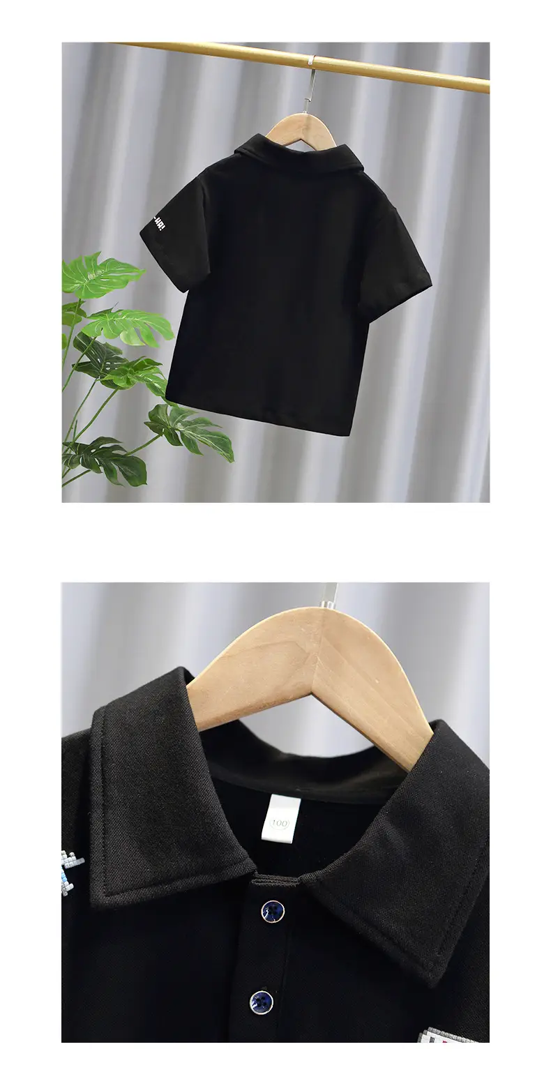 Boys Black Polo Shirt Short Sleeve Summer 2025 — feature 7