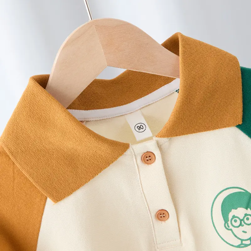 Kids Boys Polo Shirt Cream Green Yellow Short Sleeve 2025 - Image 4