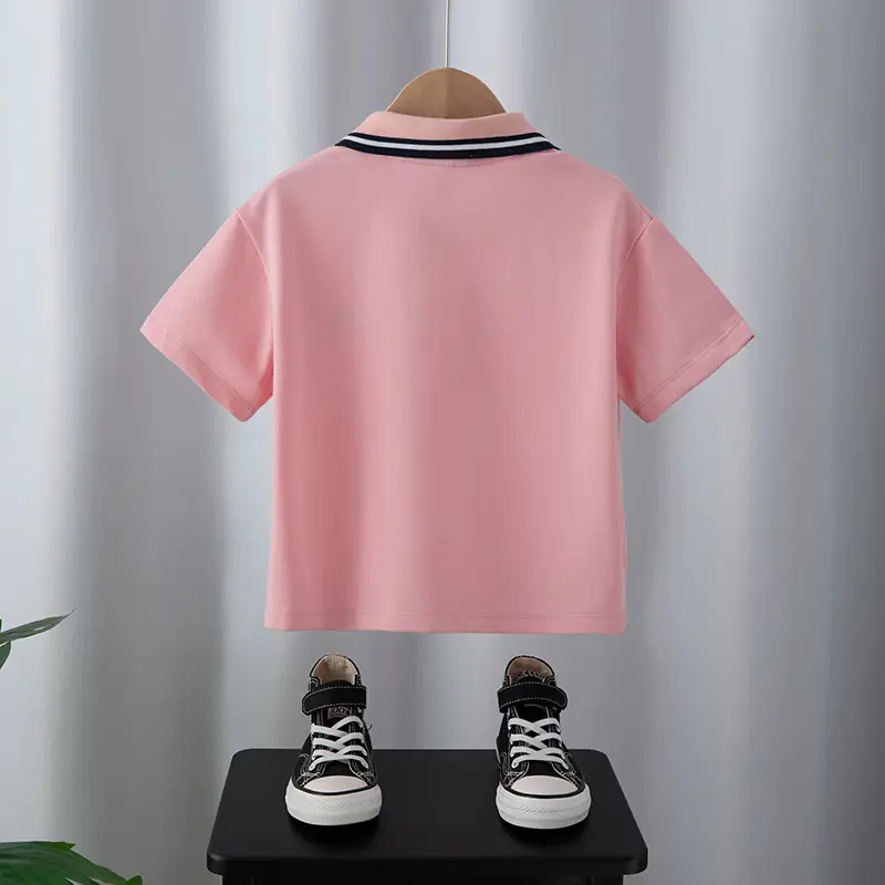 Boys Pink Short Sleeve Polo T-Shirt 2025 - Image 3