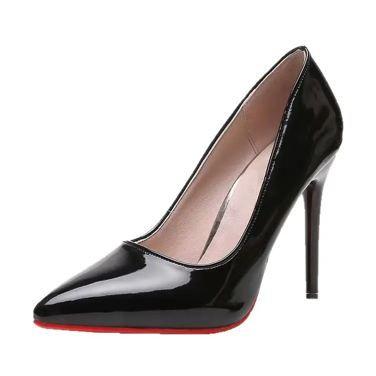 Black Red-Soled High-Heeled Shoes That Are Comfortable on the Feet, Stiletto Heels, 2026 Spring and Autumn New Patent Leather Pointed-Toe Sexy Socialite Professional Shoes - Image 8