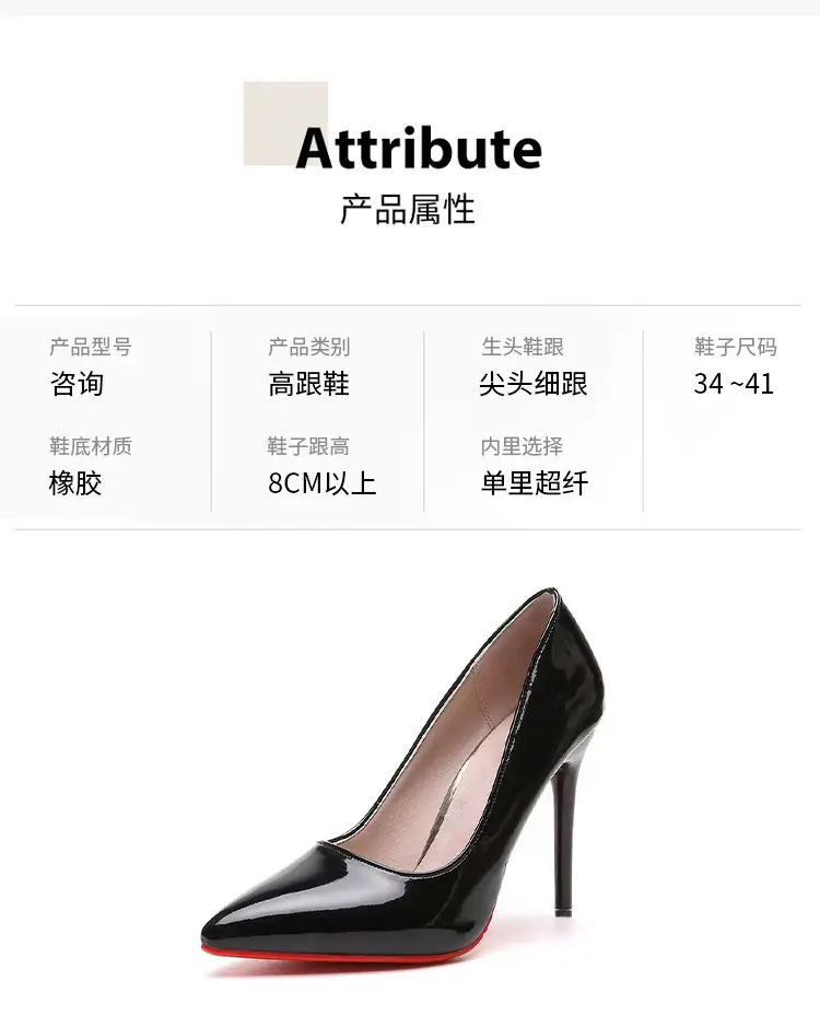 Black Red-Soled High-Heeled Shoes That Are Comfortable on the Feet, Stiletto Heels, 2026 Spring and Autumn New Patent Leather Pointed-Toe Sexy Socialite Professional Shoes — feature 4