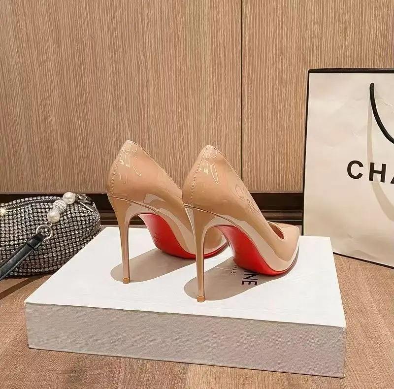 Black Red-Soled High-Heeled Shoes That Are Comfortable on the Feet, Stiletto Heels, 2026 Spring and Autumn New Patent Leather Pointed-Toe Sexy Socialite Professional Shoes - Image 3
