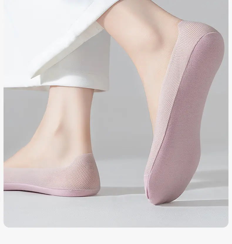 Socks Women's Summer Boat Socks Shallow Mouth Mesh Ice Socks with High Heels Non-Falling Plaid Breathable Invisible Socks — feature 23