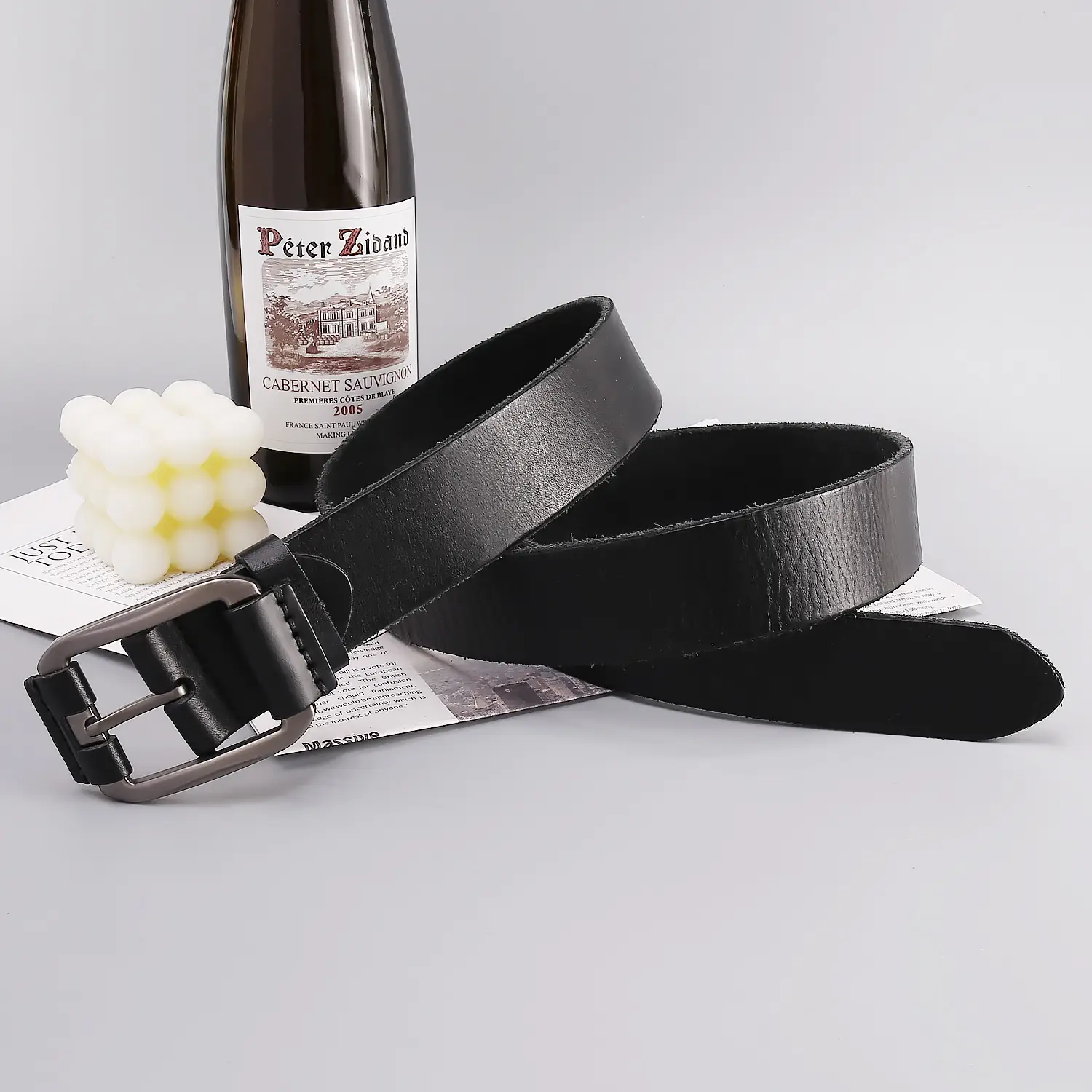 Men's Brown Leather Belt with Buckle — feature 15