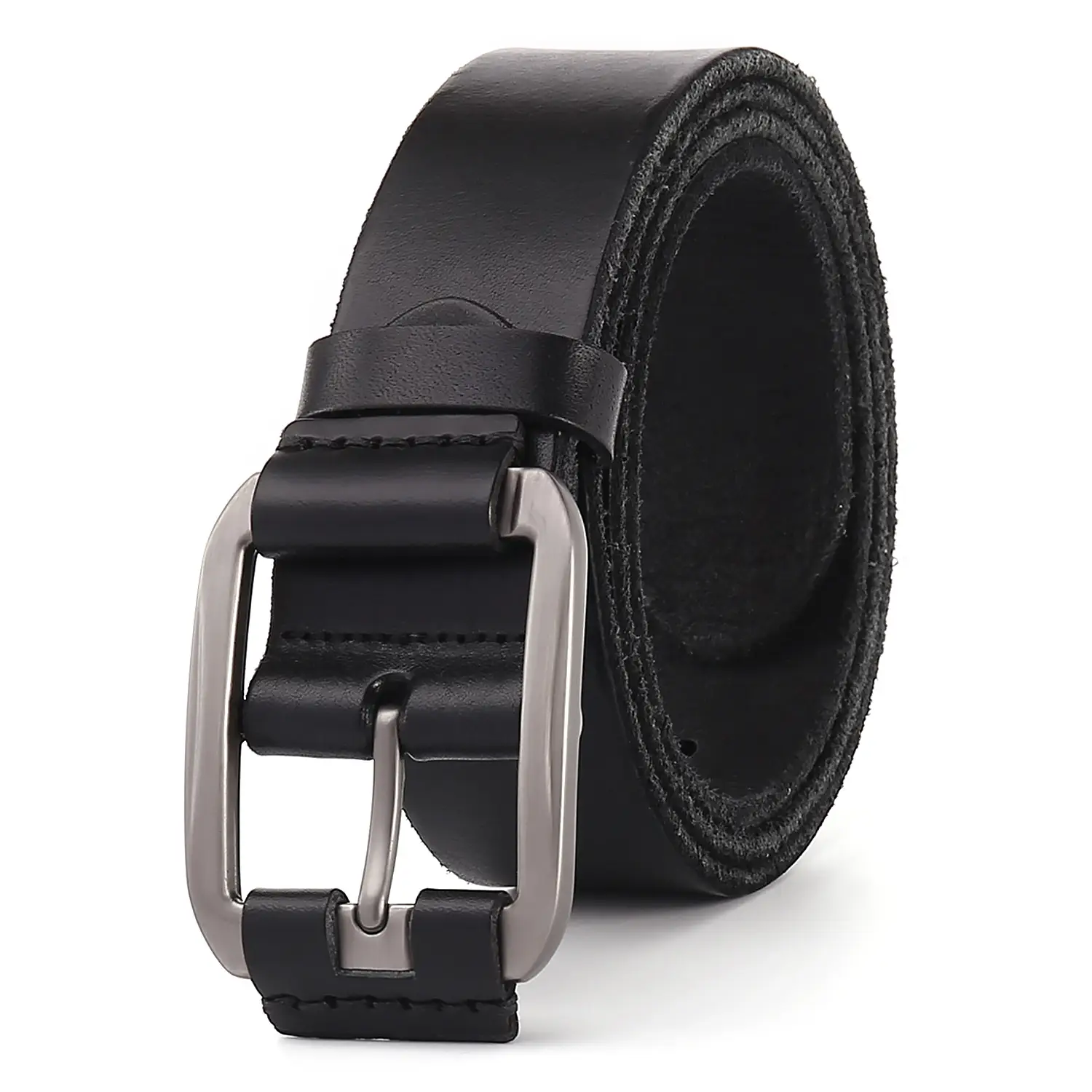 Men's Brown Leather Belt with Buckle — feature 2