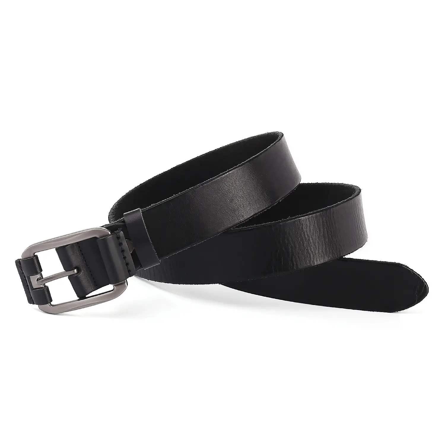Men's Brown Leather Belt with Buckle — feature 7