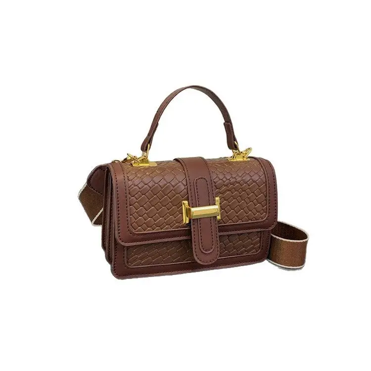Women's Brown Quilted Shoulder Crossbody Bag with Gold Clasp - Image 9