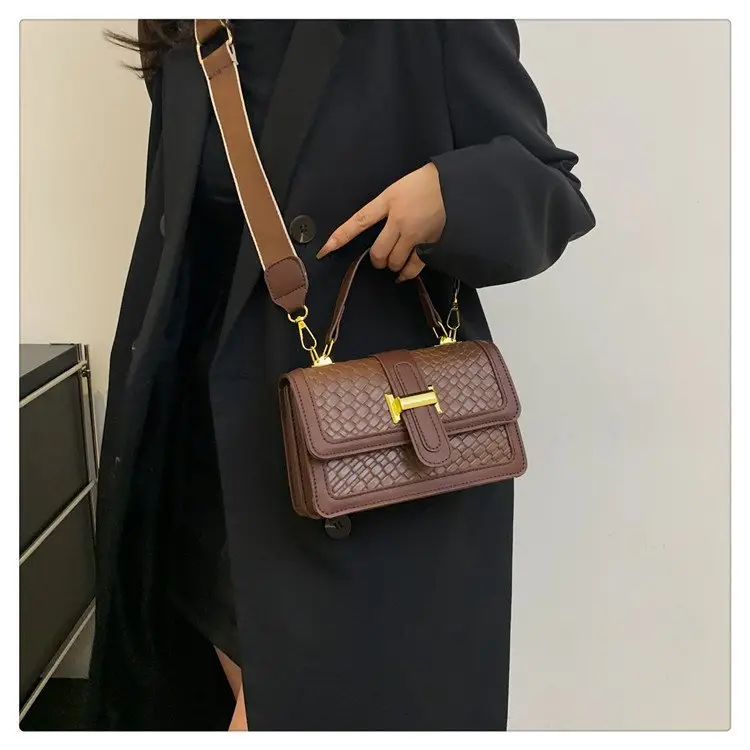 Women's Brown Quilted Shoulder Crossbody Bag with Gold Clasp — feature 11