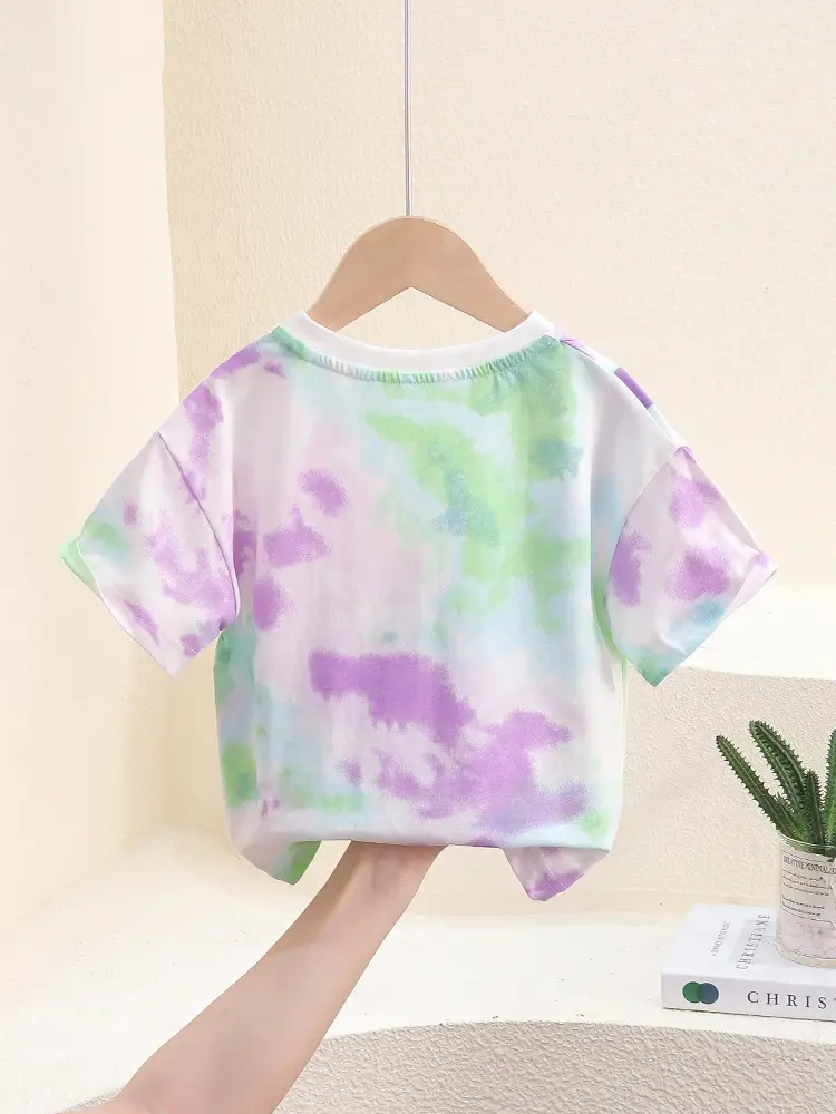 Baby T-shirt New Style Satchel Tie Dye Purple Green - Image 3