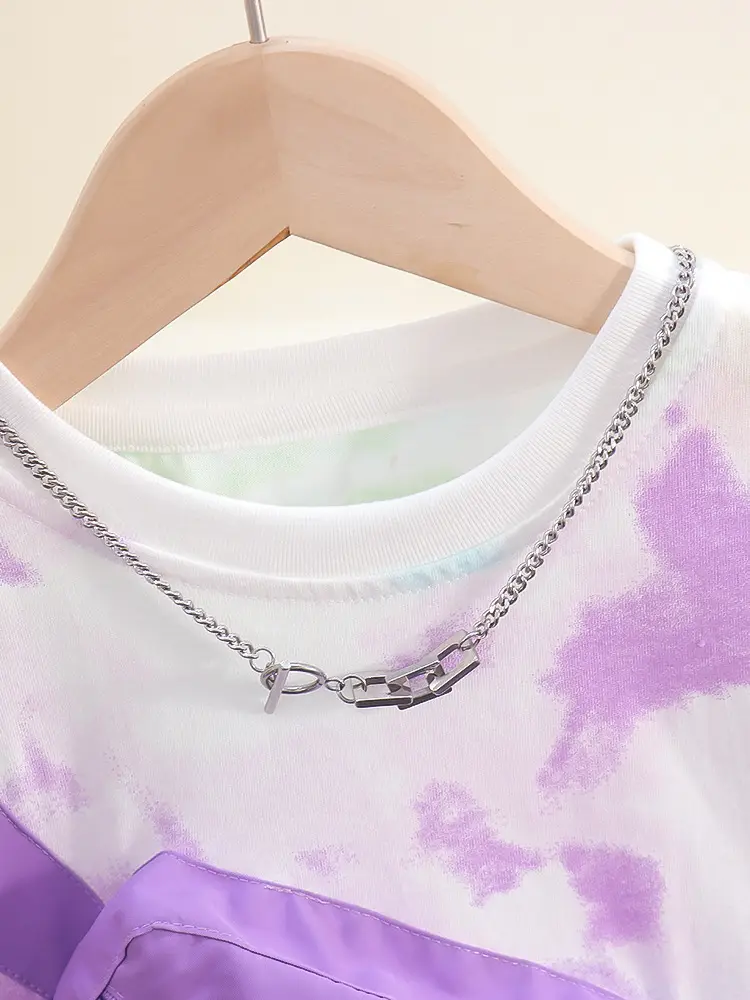Baby T-shirt New Style Satchel Tie Dye Purple Green - Image 4