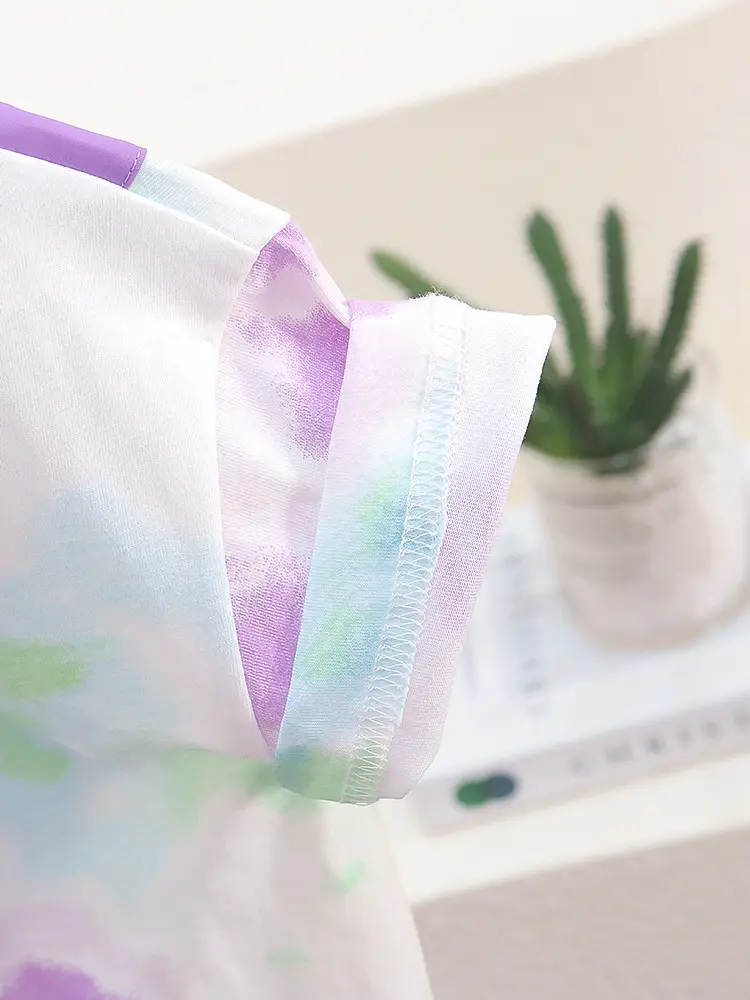 Baby T-shirt New Style Satchel Tie Dye Purple Green - Image 6