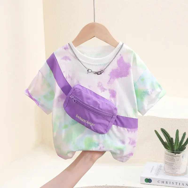 Baby T-shirt New Style Satchel Tie Dye Purple Green