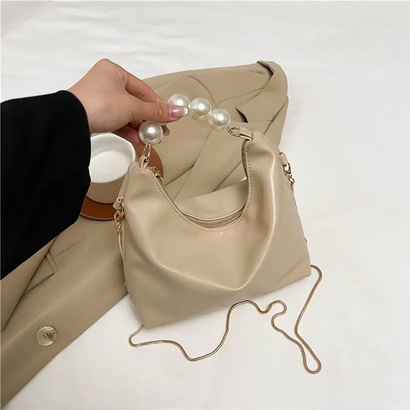 White Pearl Handle Shoulder Bag for Women - Image 6