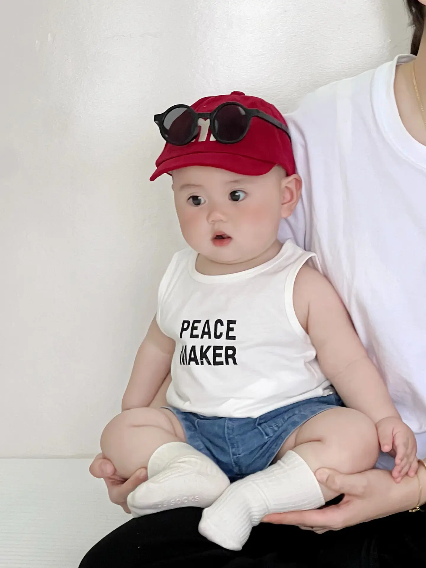 Baby Peace Maker Letter Print Vest Shorts Set - Image 6