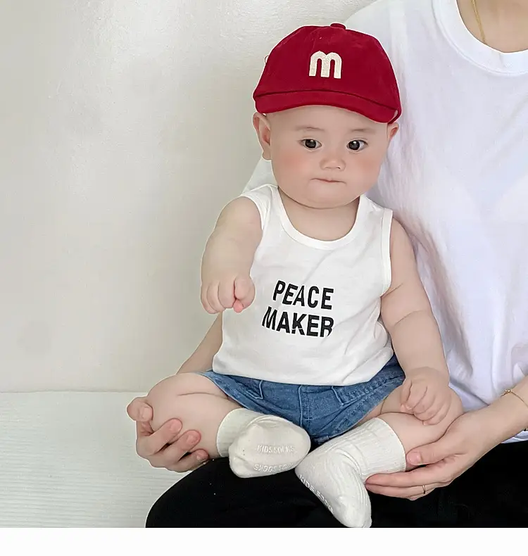 Baby Peace Maker Letter Print Vest Shorts Set — feature 12