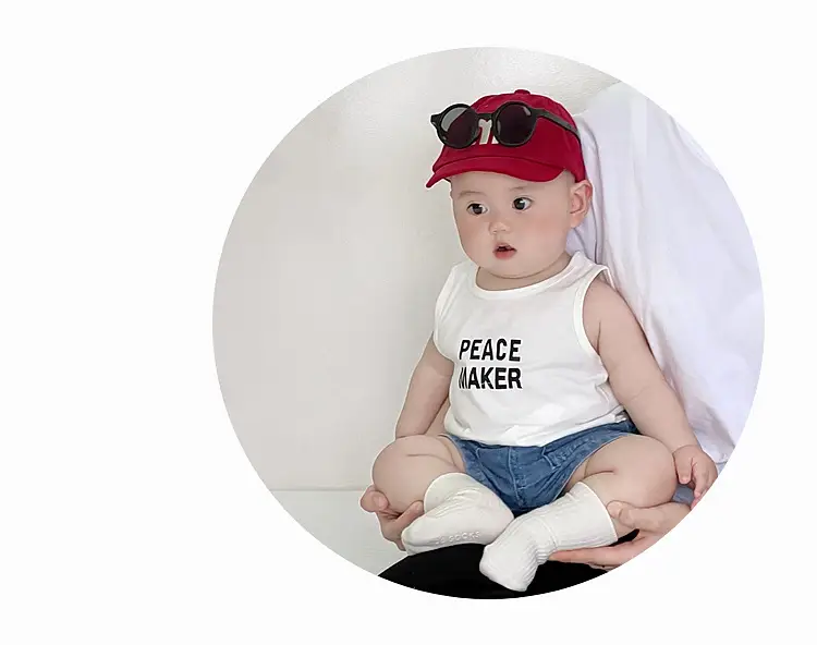 Baby Peace Maker Letter Print Vest Shorts Set — feature 13