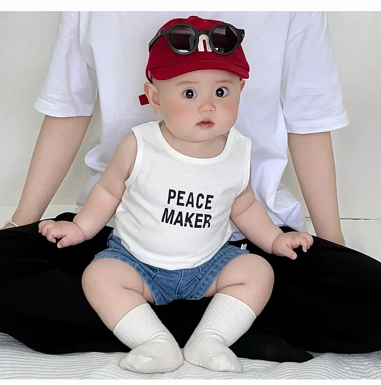 Baby Peace Maker Letter Print Vest Shorts Set — feature 16