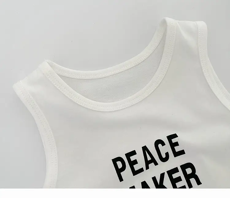 Baby Peace Maker Letter Print Vest Shorts Set — feature 20