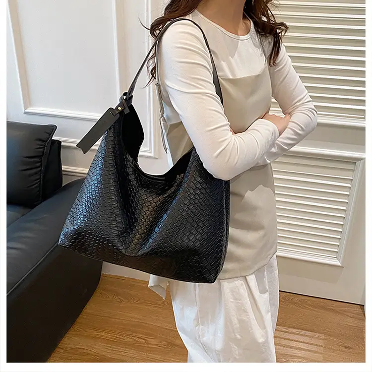 Women's Beige Leather Bucket Bag with Gold Strap — feature 13