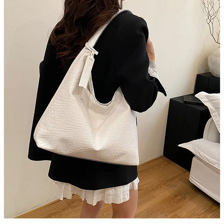 Women's Beige Leather Bucket Bag with Gold Strap — feature 19