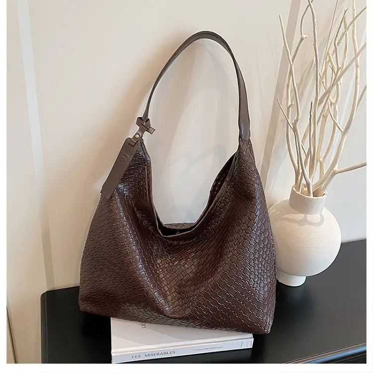 Women's Beige Leather Bucket Bag with Gold Strap — feature 26
