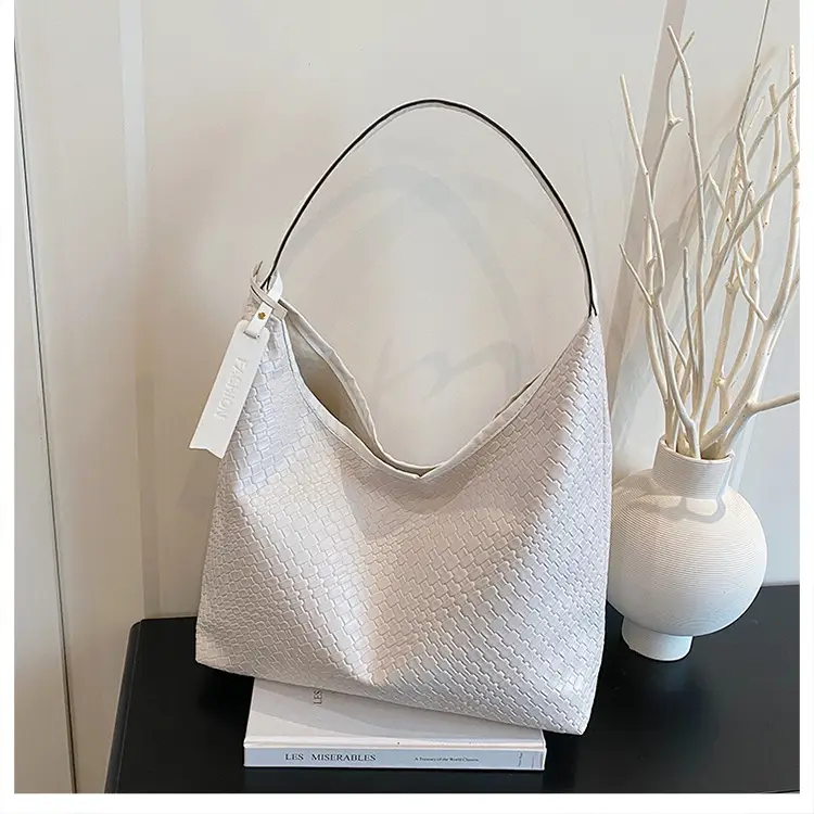Women's Beige Leather Bucket Bag with Gold Strap — feature 27