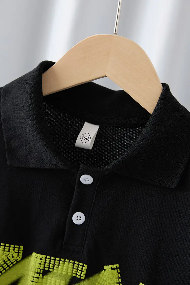 Boys Black Short Sleeve T-Shirt Medium Large Korean Style — feature 21
