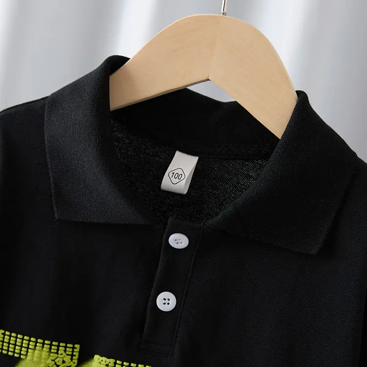 Boys Black Short Sleeve T-Shirt Medium Large Korean Style — feature 35