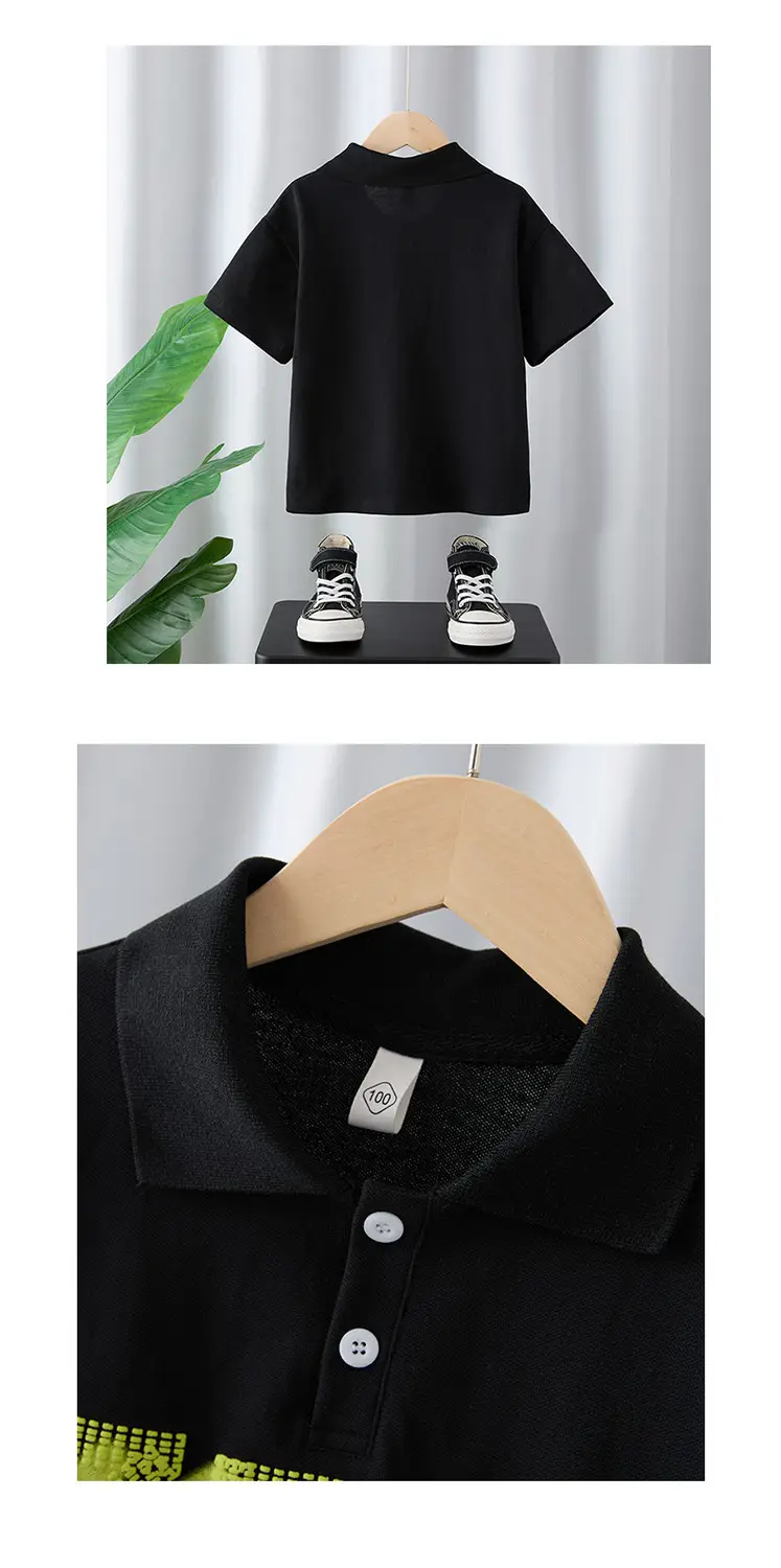 Boys Black Short Sleeve T-Shirt Medium Large Korean Style — feature 9