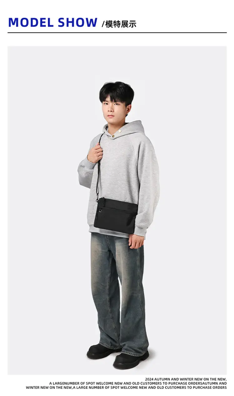 Black Crossbody Shoulder Bag for Men — feature 5