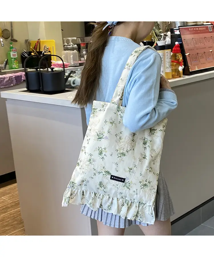 Japanese Floral Tote Bag Women Summer White — feature 12