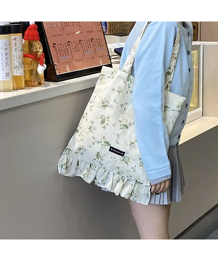 Japanese Floral Tote Bag Women Summer White — feature 13