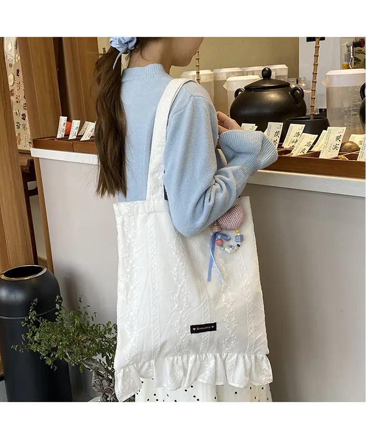 Japanese Floral Tote Bag Women Summer White — feature 16