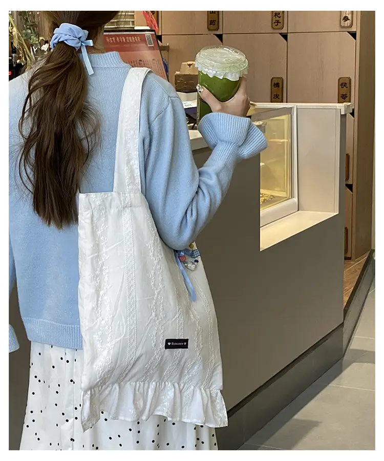 Japanese Floral Tote Bag Women Summer White — feature 18