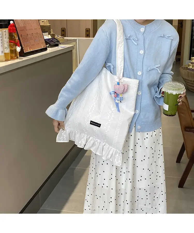 Japanese Floral Tote Bag Women Summer White — feature 19