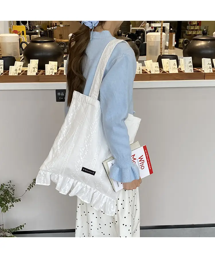 Japanese Floral Tote Bag Women Summer White — feature 21