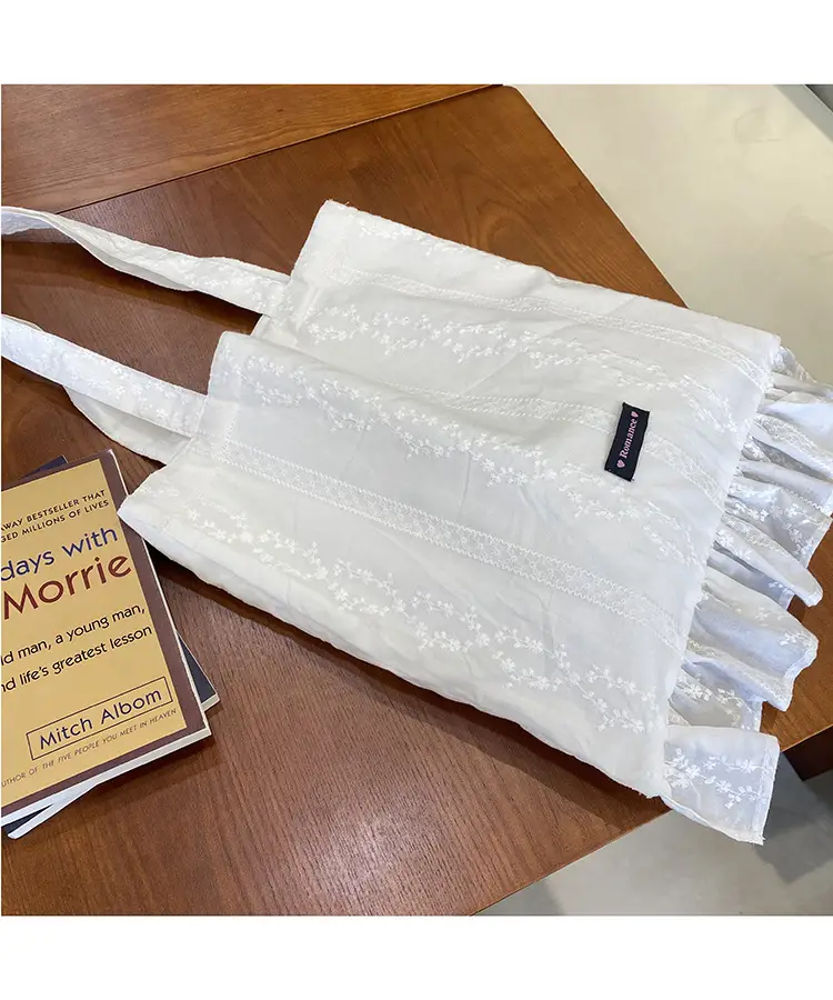 Japanese Floral Tote Bag Women Summer White — feature 4