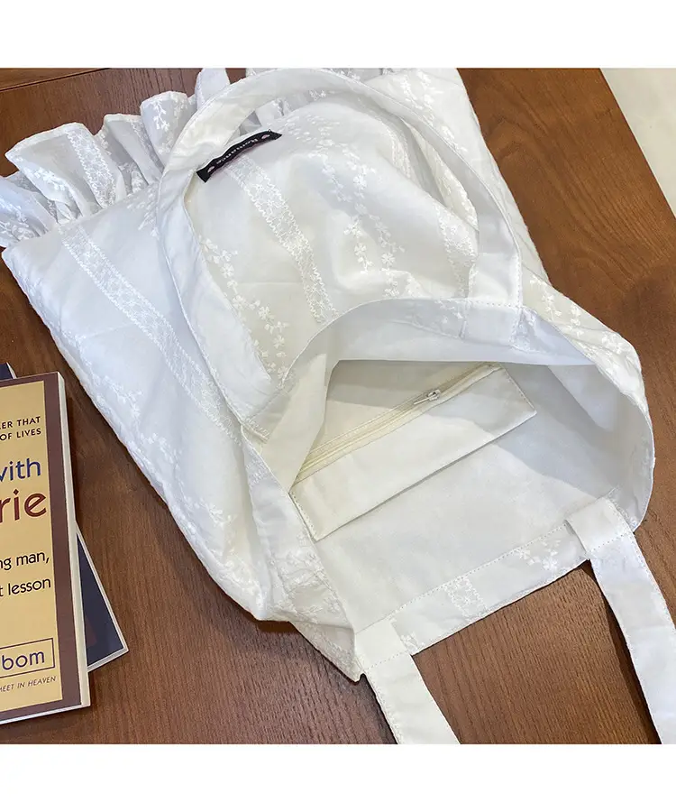 Japanese Floral Tote Bag Women Summer White — feature 5