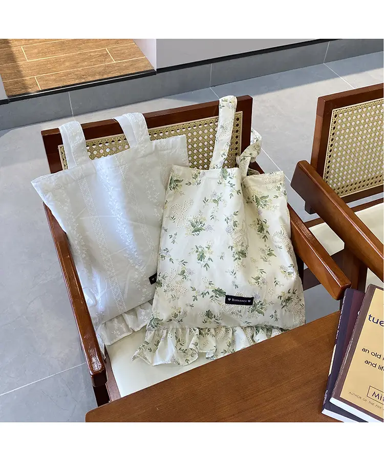 Japanese Floral Tote Bag Women Summer White — feature 6