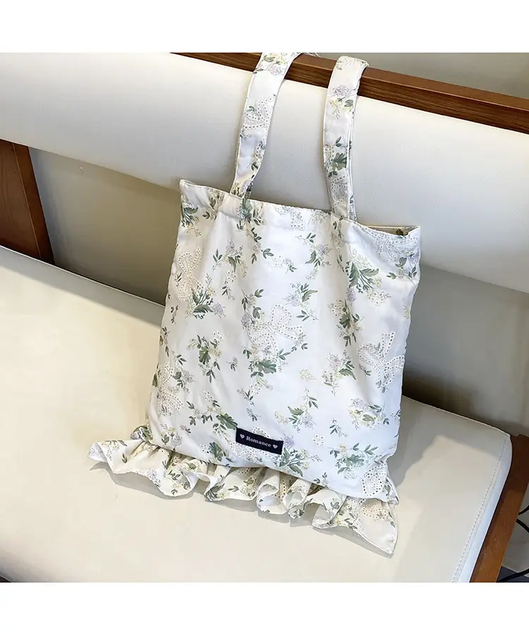 Japanese Floral Tote Bag Women Summer White — feature 7