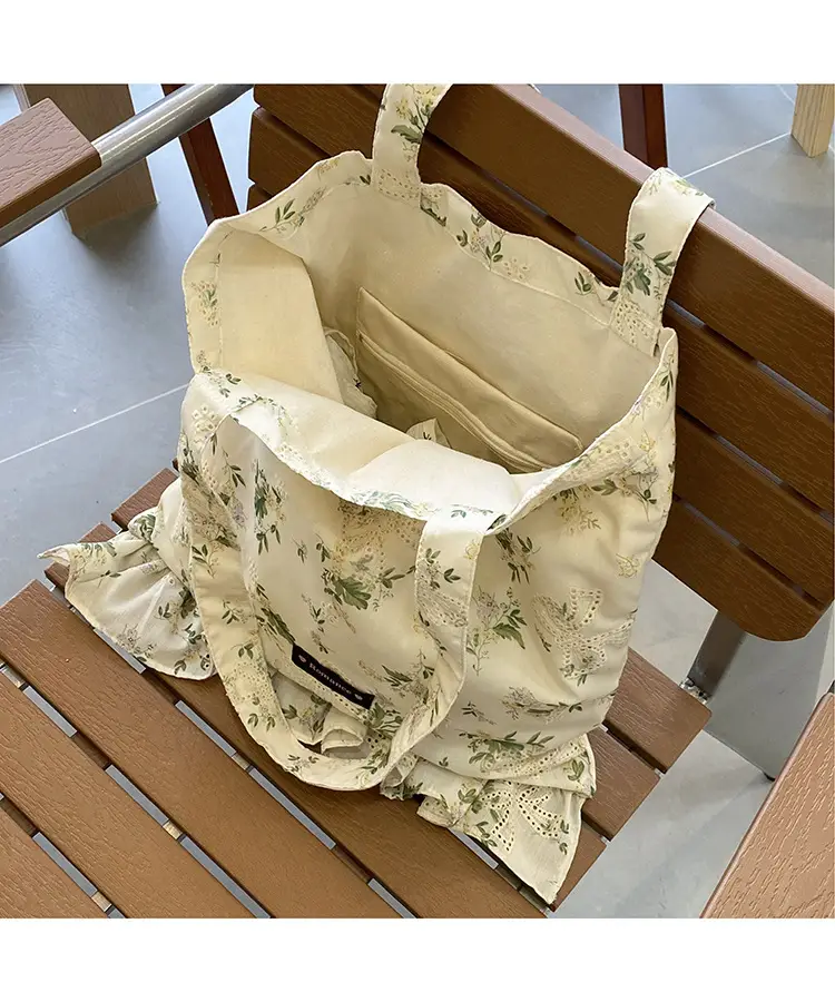 Japanese Floral Tote Bag Women Summer White — feature 8