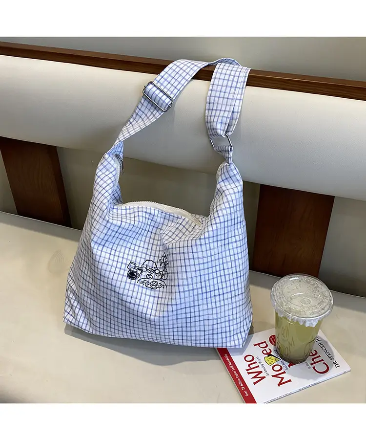 Vintage Plaid Shoulder Bag Women's Fashionable Lazy Windsurfing Cloth Bag Crossbody Casual Large Capacity Commuter Tote Bag — feature 15