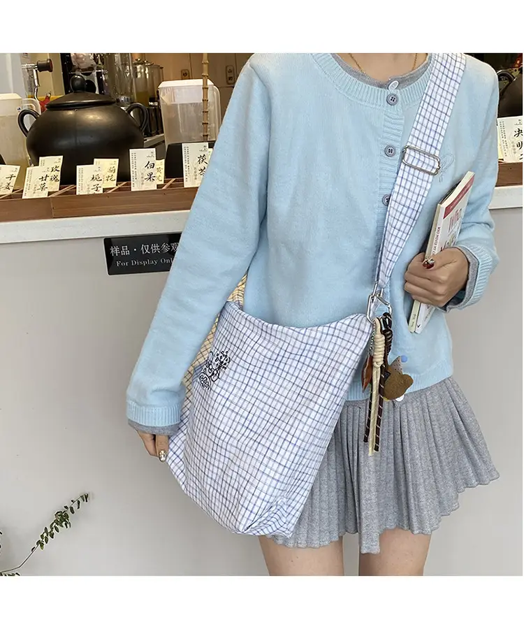 Vintage Plaid Shoulder Bag Women's Fashionable Lazy Windsurfing Cloth Bag Crossbody Casual Large Capacity Commuter Tote Bag — feature 17
