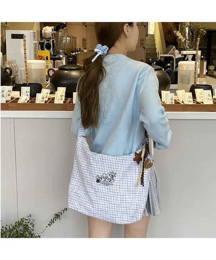Vintage Plaid Shoulder Bag Women's Fashionable Lazy Windsurfing Cloth Bag Crossbody Casual Large Capacity Commuter Tote Bag — feature 20