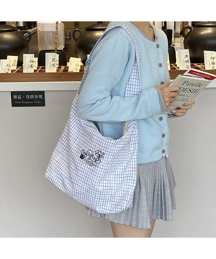 Vintage Plaid Shoulder Bag Women's Fashionable Lazy Windsurfing Cloth Bag Crossbody Casual Large Capacity Commuter Tote Bag — feature 21