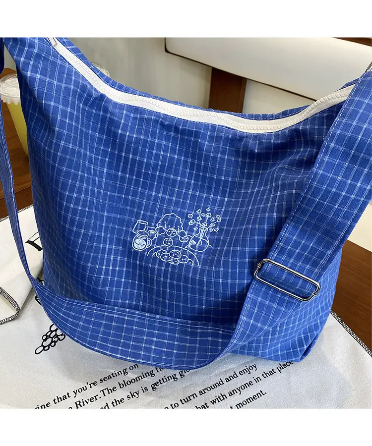 Vintage Plaid Shoulder Bag Women's Fashionable Lazy Windsurfing Cloth Bag Crossbody Casual Large Capacity Commuter Tote Bag — feature 25