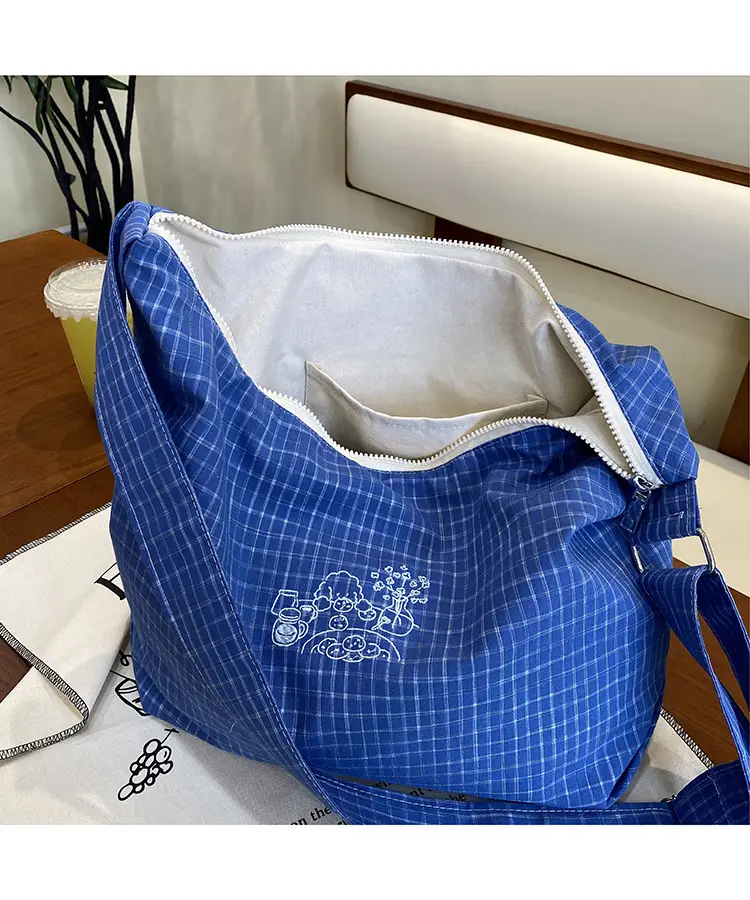 Vintage Plaid Shoulder Bag Women's Fashionable Lazy Windsurfing Cloth Bag Crossbody Casual Large Capacity Commuter Tote Bag — feature 26