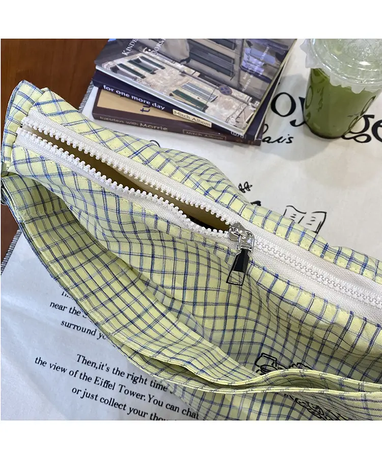 Vintage Plaid Shoulder Bag Women's Fashionable Lazy Windsurfing Cloth Bag Crossbody Casual Large Capacity Commuter Tote Bag — feature 4
