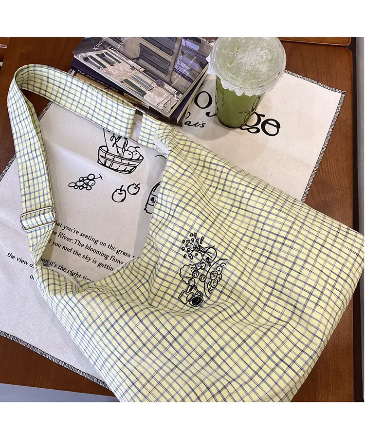 Vintage Plaid Shoulder Bag Women's Fashionable Lazy Windsurfing Cloth Bag Crossbody Casual Large Capacity Commuter Tote Bag — feature 7